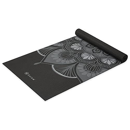 Gaiam Yoga Mat Classic Print, 4mm Non-Slip Mat | Lightweight 4mm print yoga mat with non-slip grip. Ideal for yoga, Pilates & floor workouts at home or studio. - color: Mystic Ink