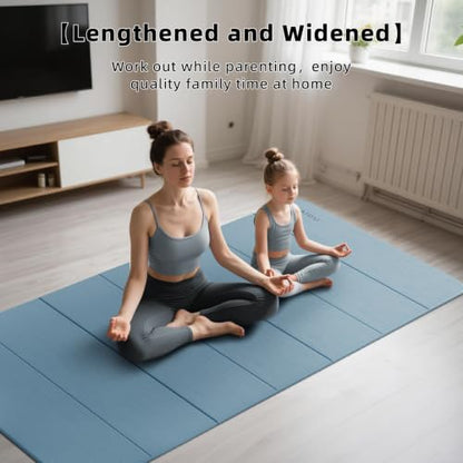 PAIDU Foldable Yoga Mat 10MM Thick 75‘’x40‘“ Quick Fold Easy Storage - color: Blue Gray