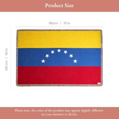 Venezuela 7 Stars Flag Woven Throw Blanket – Woven Not Printed – 50x70 Venezuelan Blanket for Couch, Bed or Wall – Made for Venezuelans Living Abroad - color: Venezuela