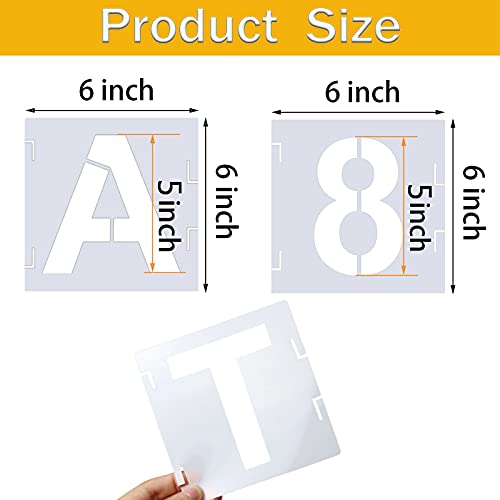 46 Pcs Letter Stencils Symbol Numbers Craft Stencils, Reusable Alphabet Templates Interlocking Stencil Kit for Painting on Wood, Wall, Fabric, Rock, Sign(6 Inch) - size: 6 INCH