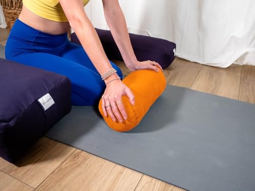 Pranayama Yoga Bolster Meditation Pillow - color: Tango, size: Cylindrical 14" x 6"