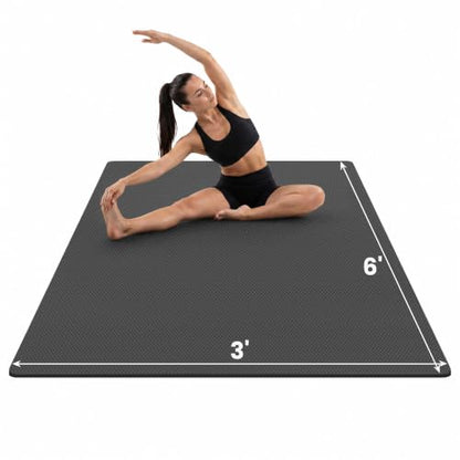 Large Yoga Mat, 6' x 4'/6' x 3' x 6mm /8mm/12mm Thick Workout Mat - color: Black, size: 72" x 36" x 0.24"