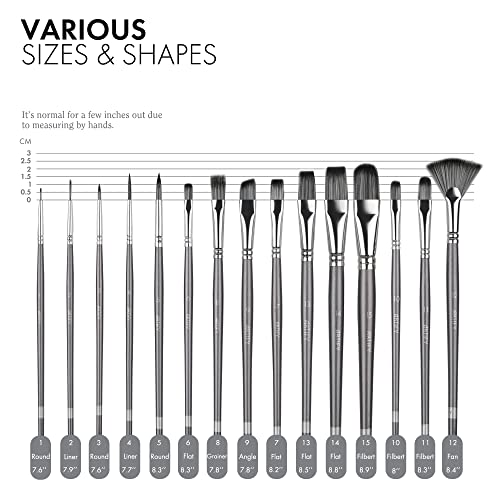 18 Piece Paint Brush Set, ARTIFY 15 Acrylic Paint Brushes, Palette Knife, and 2 Sponges, Professional Artist Paint Brushes for Acrylics, Watercolors, Gouache, Canvas, and Face Painting, Grey - color: Gray, size: 18 Pcs