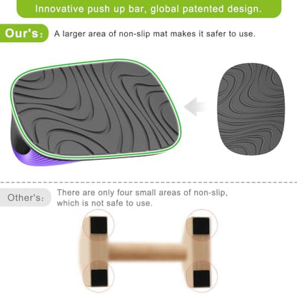 Kipika Push Up Bars, Pushup Stands, Anti-Slip Soft Plastic Push Up Handles, Bottom Anti-Slip Pad, Strength Training Equipment, Perfect for Floor Workout Exercise - color: F: Black & Purple
