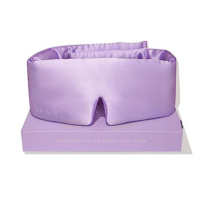 DROWSY Silk Sleep Mask - Face-Hugging, Padded Cocoon for Luxury Sleep in Total Darkness - 100% Pure Mulberry Silk (Lavender Haze) - color: Lavender Haze, size: 1 Count (Pack of 1)