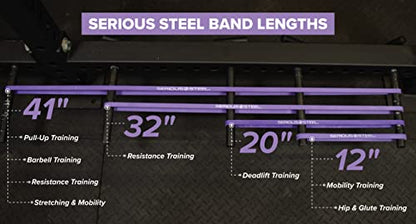 Serious Steel Fitness 81.3cm(32인치) 저항 트레이닝 밴드 (휴대용 운동 밴드 시스템 트레이닝 밴드 - 152cm(5피트 10인치) 미만의 개인에게 적합) - color: #1 퍼플 (2.3-15.9kg(5-35파운드))
