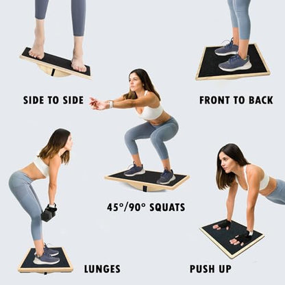 Balance Board Professional Wobble Board for Adults Anti-Slip for Physical Therapy Standing Desk Core Strength Wooden Rocker Board(350LBS) - size: 360° Balance Board (Wooden)