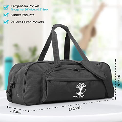 Yoga Mat Bag Carrier with 8-Pocket & Wet Pocket, Air Vent | Large Yoga Mat Holder Fits Thick Mats & Blocks | Gym Duffle Bag for Women & Men - color: Black