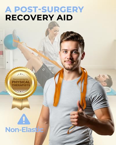 Trideer Stretching Strap with Loops & Leg Lifter, Non-Elastic PT Strap | Leg Lifter Mobility Aid, Non-Elastic PT Stretching Strap, Multi-Loop Grip Control, Home Recovery Support - color: Orange