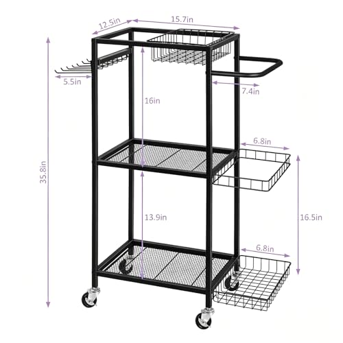 Workout Equipment Storage Rack Metal Yoga Mat Storage Rack, Weight Cart Home Gym Storage Rack with Wheels for Dumbbells, Yoga Mats, Kettlebells, Foam Rollers - color: Black