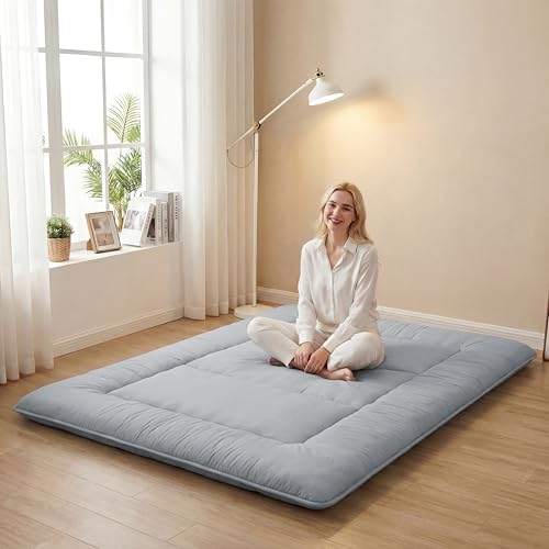 XICIKIN 2.5" Japanese Floor Mattress, Japanese Futon Mattress - color: Grey, size: Full（80" x 54"）