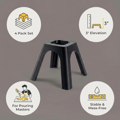 4-Pack Canvas Stands for Paint Pouring | Canvas Feet Risers Elevators Tool Holder for Acrylic Paint Pouring | Suitable for Crafts, Artworks Projects, Handicrafts (Black, 2 Inches) - size: 2 Inches (Pack of 4), style: 2 Inch es