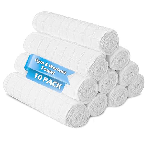 HOMERHYMRE Microfiber Workout Towels, 10 Pack White Gym Sweat Sports Towel for Yoga, Tennis, Running, Exercise, Working Out, Camping, Quick Dry, Highly Absorbent, for Women & Men, 16 x 27 Inch - color: White, size: 10 Pack