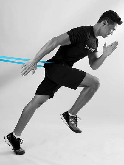 5-9 FT Made in Malaysia 3 Level Set of 3 Sanctband Resistance Bands Latex Elastic Band for Upper & Lower Body & Core Exercise, Physical Therapy, Pilates, at-Home Workout and Rehab - size: 9Ft