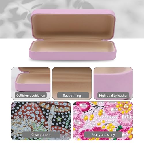 FlyingMage 5D Diamond Art Painting Kit for Adults Beginner, Small DIY Diamond Dots Gem Art Painting Mosaic Kits, Cute Hard Shell Sunglasses Eyeglasses Glasses Case for Women Teen, Sakura - color: Pink Flower