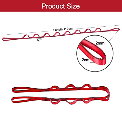 23KN (5070 lbs) Heavy Duty Straps, 2 Pack Adjustable Daisy Chain Webbing - color: Red