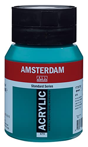 Amsterdam Standard Series Acrylic Jar 500ml Phthalo Green 675 (17726752) - color: Phthalo Green, size: 16.9 Fl Oz (Pack of 1)