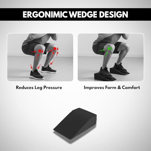 KALUHA Squat Wedge 2-Pack | 2.9" Heel Elevated Slant Board for Deeper Squats & Ankle Mobility | Non-Slip Foam Wedge Blocks for Weightlifting, Calf Stretching & Home Gym