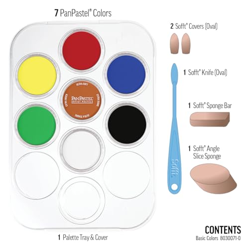 PanPastel Artist Pastels by Golden, Basic Colors Set, 7 Color, Professional Artist Pastels, Unique Pan Format (Cake-Like)