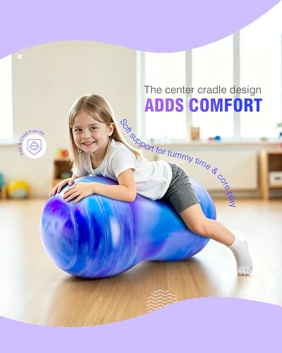 ZOOJOY Peanut Ball for Kids and Adults | 18/20Inch Anti-Burst Exercise Ball - color: Purple & Blue, size: 35 x 18 Inch
