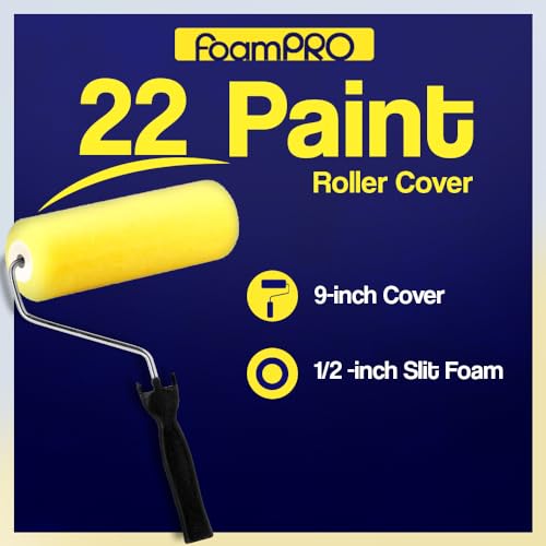 FoamPro 22 High Capacity Slit-Foam Paint Roller Cover for Semi-Rough & Uneven Surfaces - for Acoustical Ceilings, Textured Walls & Fences, Pavers - 9" x 1/2" Nap - size: 1 Count (Pack of 1), style: Semi-Rough & Uneven Surface