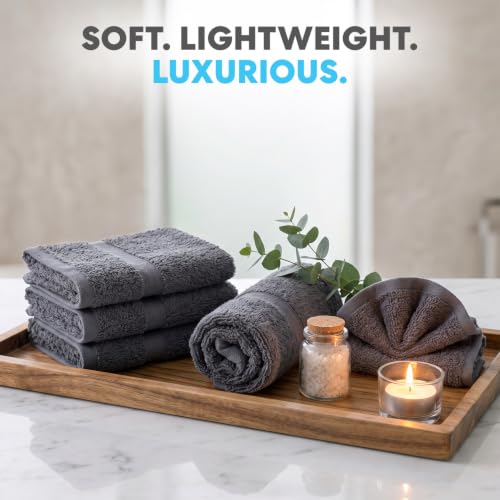 Simpli-Magic Cotton Hand Towels 16"x27" (12 Pack) – Soft Towels for Bathroom, Kitchen, Salon & Gym (Gray) - color: Gray, size: 16 in x 27 in