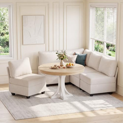 Breakfast Nook Bench with Storage, 5 Seats Modular Corner Banquette Seating - size: 5 Seats