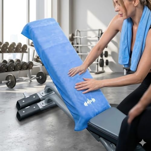 Fitness Towel 37.4 x 15.75 Inches, Quick Dry Microfiber Gym Towel for Men Women, Highly Absorbent Cooling Towel for Workout, Hot Yoga, Running, Camping -Blue 1 Pack with Pouch - color: Blue