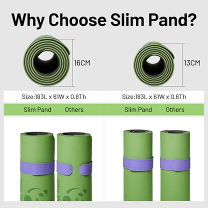 Slim Panda Yoga Mat Strap Slap Band, One Snap Keeps Mats Tightly Rolled, Heavy-Duty Clasp Fits Most Size Mats(24" L X 2" W) - color: Pink
