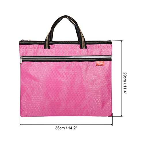 PATIKIL Waterproof Zipper File Bag, Documents Books Tools Storage Zip Pouch for Office Travel, Pink - color: Pink