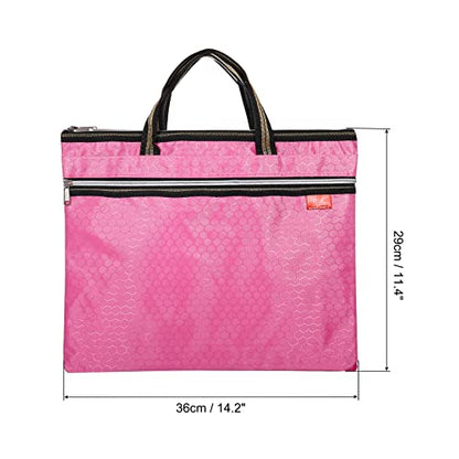 PATIKIL Waterproof Zipper File Bag, Documents Books Tools Storage Zip Pouch for Office Travel, Pink - color: Pink