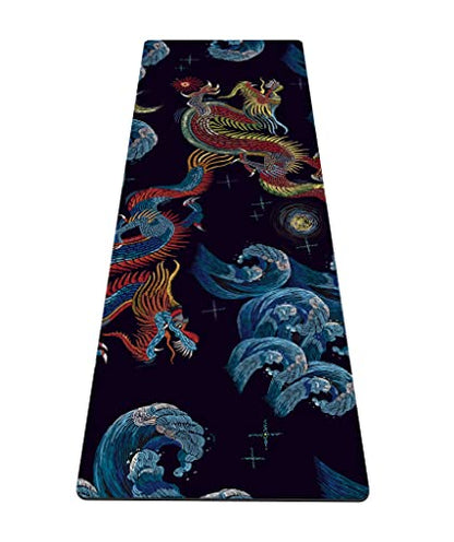 nuveti Yoga Mat Print Extra Thick TPE Non Slip Fitness Exercise Mat with Carrying Bag,72"x24" Extra Thick 6MM Exercise & Workout Mat for Yoga, Pilates Fitness and Floor Exercises - color: Dragon