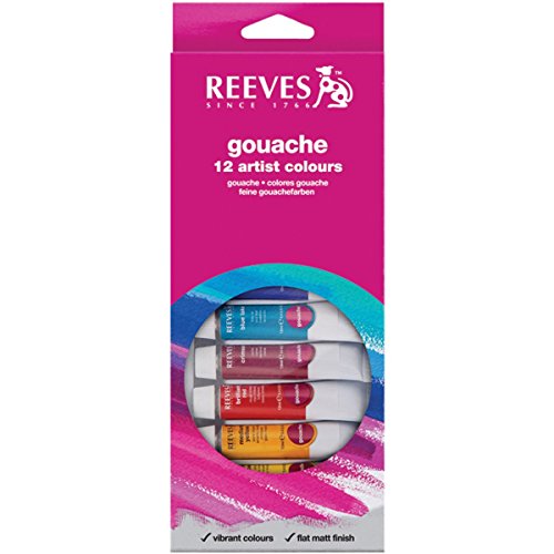 Reeves 12-Pack Gouache Color Tube Set, 10ml - size: 12 Tubes, style: Gouache Colour