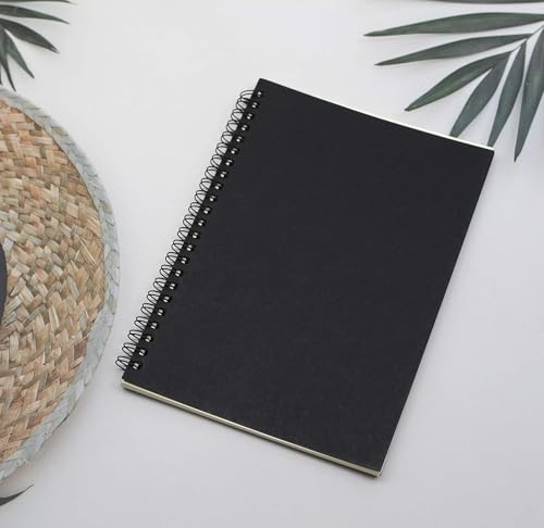 4 Pcs A5 Size Spiral Notebook, 8.3 In x 5.9 In Softcover 8mm Ruled 60 Sheets/120 Pages for Study Office, Travel and Notes (black)