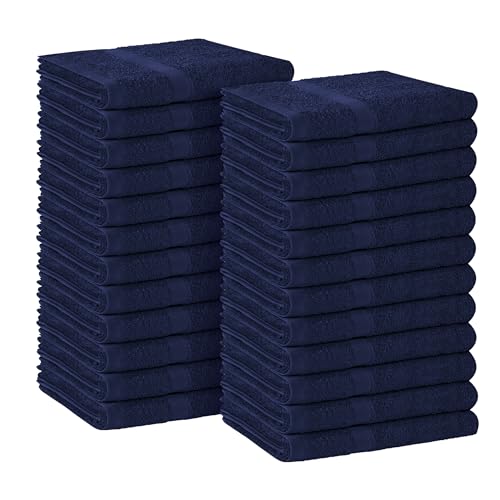 Avalon Towels Salon Towel - Navy Blue Hand Towels Bulk Pack of 24 - 100% Cotton Absorbent Spa, Facial & Gym Towel for Working Out - 16x27 Inches (Not Bleach Proof) - color: Navy, size: 16x27 Inch (Pack of 24)