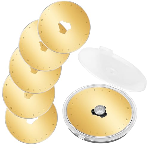 5 Titanium Coated Rotary Cutter Blades 60mm, Replacement Blades for Fabric | Sharp and Durable Rotary Cutting Blades for Quilting, Scrapbooking, Sewing, Arts & Crafts 5 Pack - color: 5pack 60mm