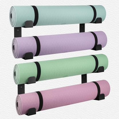 4 Tier Yoga Mat Holder Wall Mount & Yoga Mat Storage Rack