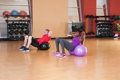 Black Mountain Products Exercise Stability Yoga Peanut Ball, Foot Pump, Ball Plug, Plug Puller, 2000 Lbs Static Weight Capacity Antiburst - color: Purple