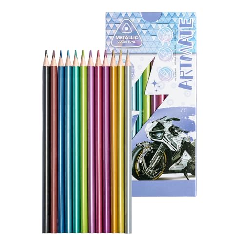 Colored Pencils Set, Neon, Pastel, Classic, Metallic, Skin Tone, Pre-Sharpened Coloring Pencils for Adults, Kids Beginners, Drawing, Sketching, Shading, Blending, Art Supplies (Metallic Color) - color: Metallic Color