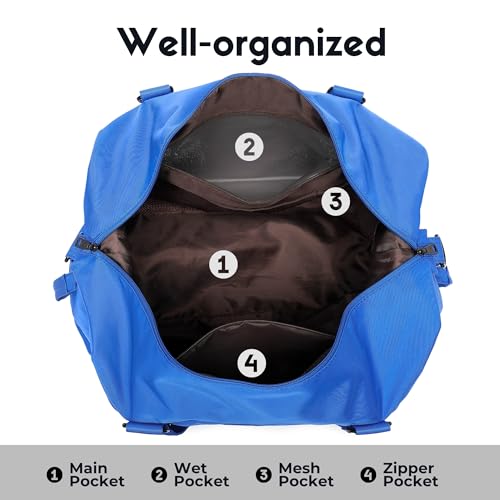 SUNNY BIRD Duffel with Utility Pouch, 40L Weekender Overnight Bag with Shoe Compartment for Travel and Sports (Blue) - color: Blue