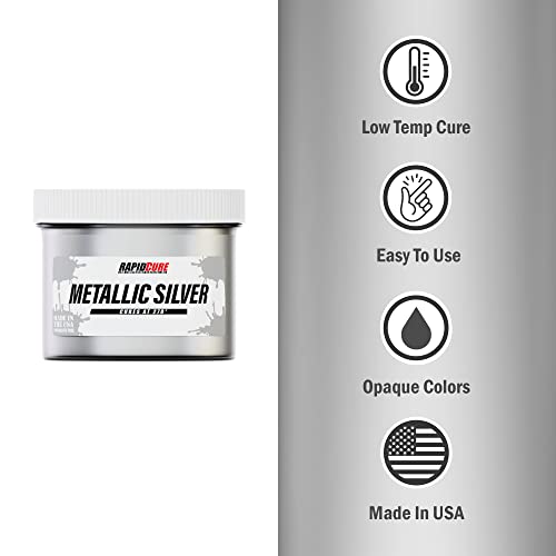 Rapid Cure Silver Plastisol Ink - Silk Screen & Screen Printing Ink, Gal. | Cures At 270°F Vs. Standard 320°F For Faster Turnaround - Bold Opaque Color, Non-Phthalate, CPSIA Safe, USA Made - Silver - color: Metallic Silver, size: 128 fl oz
