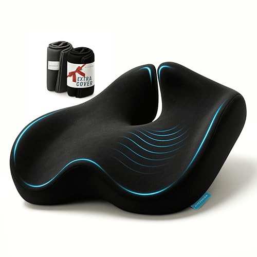 Pressure Relief Seat Cushion for Tailbone Pain, Sciatica & Coccyx Pillow - color: Black & Dark Gray