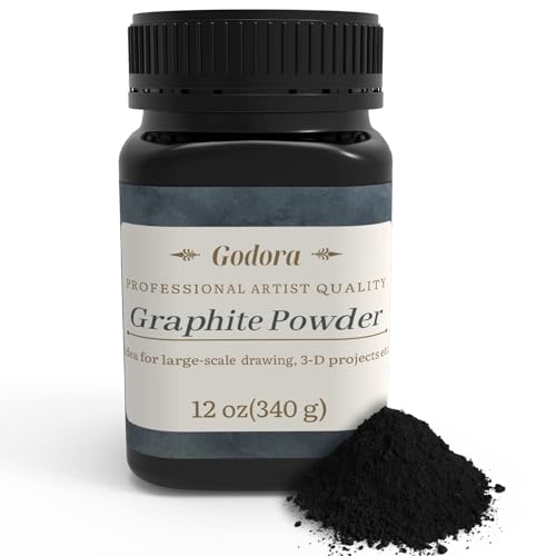 Artist Graphite Powder for Drawing and Shading, 12 Oz | 340g jar supports broad shading, smooth gradients, tonal studies and repeated dry-media art sessions.