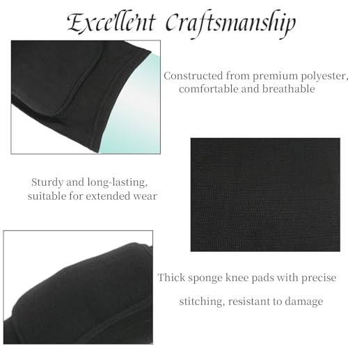 14 Pairs Volleyball Knee Pads Medium Black Soft Breathable Knee Braces for Men Women Dancers Yoga Running Football Skating Cycling Wrestling