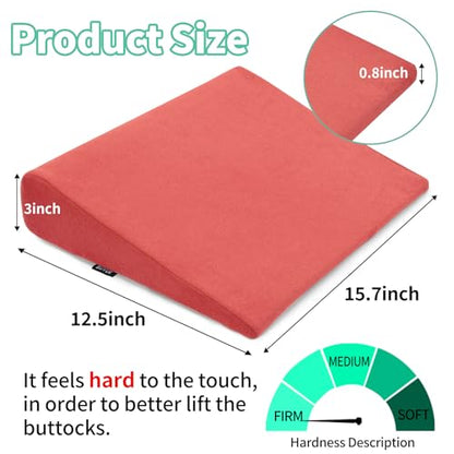 BUYUE Wedge Cushion for Butt Lift Women, Hard-Firm EVA Foam for Lift HIPS Up Fitness Training, Plank Position Mat, Non-Slip Chair Seat Pad, 15.7"x 12.5", Rose Pink - color: Rose Pink