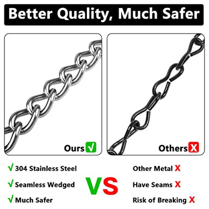 Heavy Duty Hammock Chains with 4 Carabiners - Stainless Steel Hammock Chair Hardware for Indoor/Outdoor Use, 1500 LB Capacity(2 Sets)
