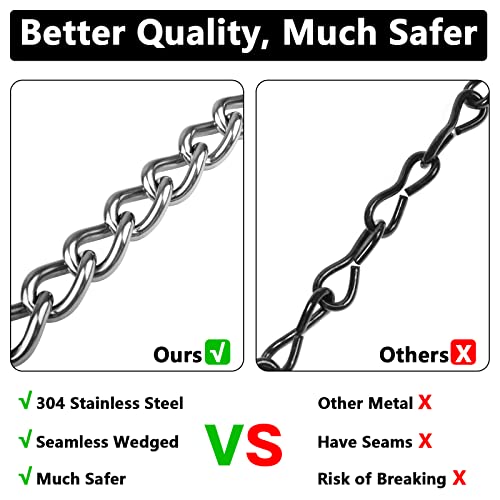 Heavy Duty Hammock Chains with 4 Carabiners - Stainless Steel Hammock Chair Hardware for Indoor/Outdoor Use, 1500 LB Capacity(2 Sets)