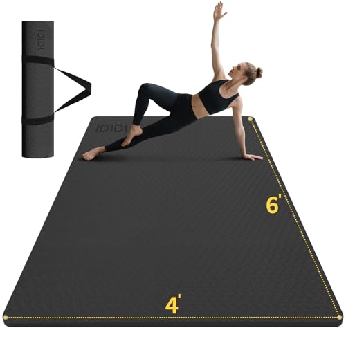 8mm & 10mm Thick Large Yoga Mat (6'x 4') - Extra Long and Wide Workout Mat for Men and Women, Non-Slip POE Fitness Mat, Eco-Friendly Exercise Mat for Home Workouts, Ideal for Yoga and Pilates - color: Black, size: 8mm