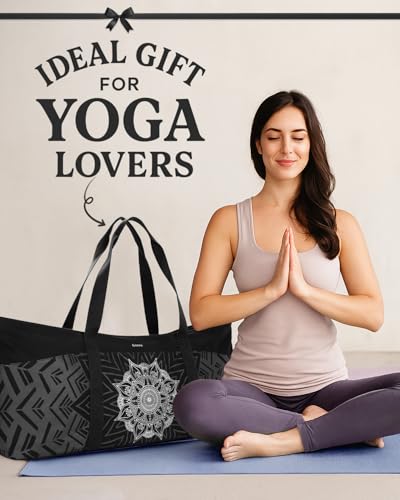 Gonex Yoga Mat Bag For Women, 60L Extra Large Pilates Mat & Blocks Carrier - color: Black