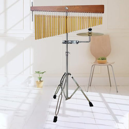 Adjustable Height Wind Chime Single-row Percussion Chime wtih Collapsible Tripod Stand Bar Chime for Class Yoga (36 Note Chime with Cymbals) - color: 36 Note Chime With Cymbals